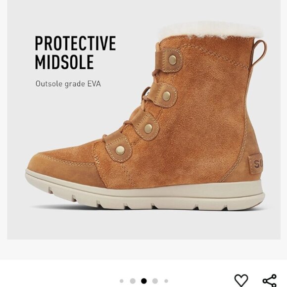 Sorel Explorer II Faux Fur waterproof velvet tan leather boots. - Picture 2 of 9